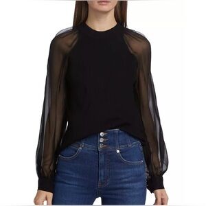 EUC Veronica Beard Women Black Silk Lucienne Long Sleeve Blouse Top Size XS‎ Lux